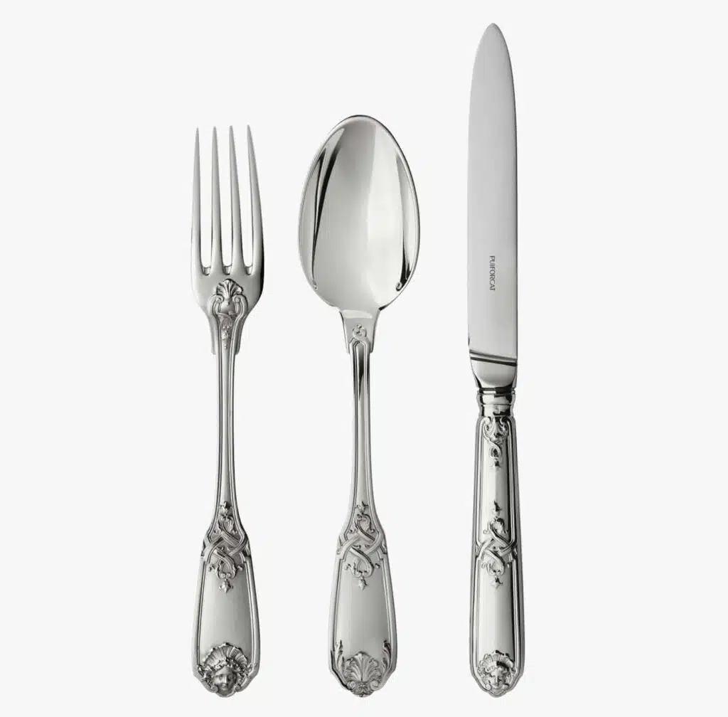 Set de trois couverts de table en argent massif de la collection Molière Mascaron de Puiforcat